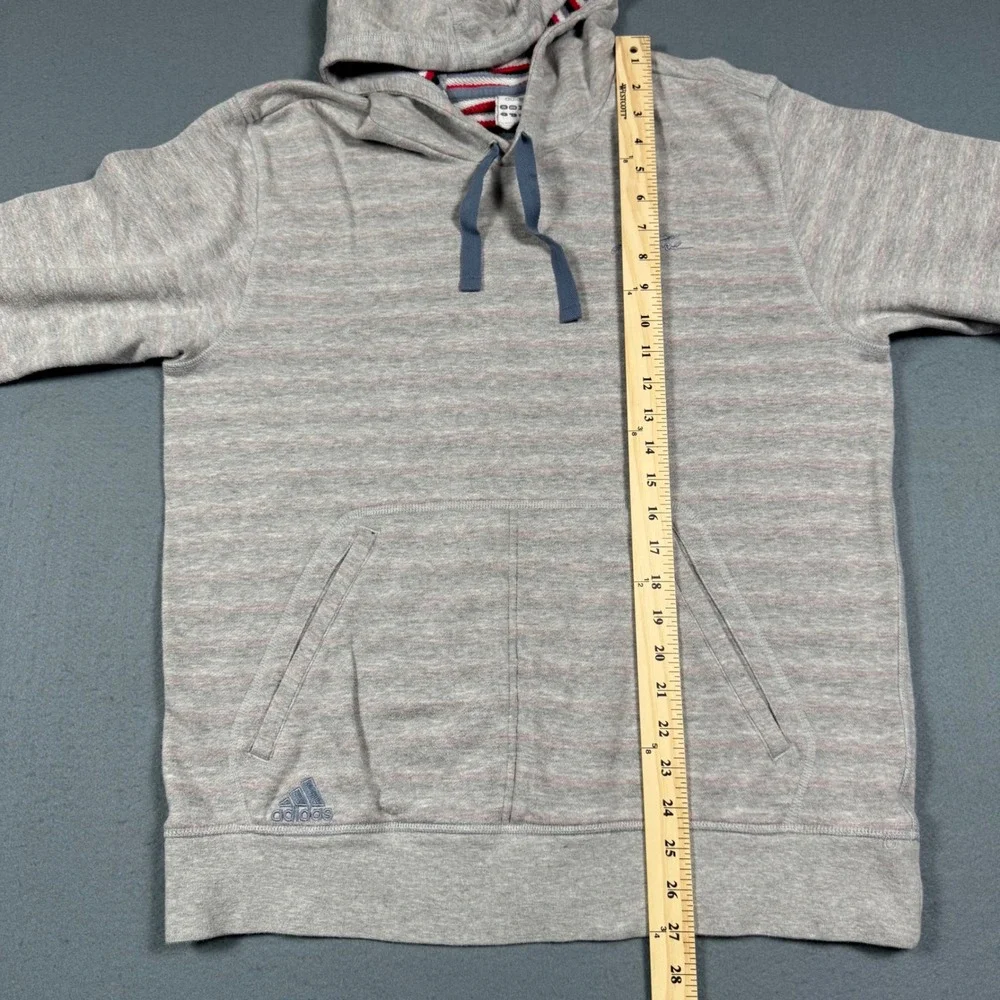 Adidas Adipure Hoodie Mens Large Gray Striped Pullover Sweatshirt Cotton Blend